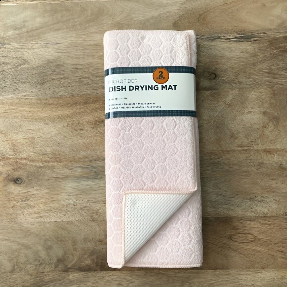 NEW 2Pk Pink Honeycomb Dish Drying Mat Set